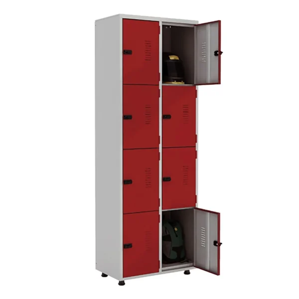 Guarda Volume Roupeiro de Aço Temperfarma Armazenamento 08 Portas para Cadeado Vermelho